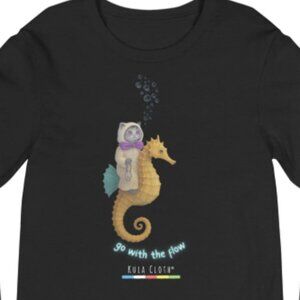 Cat Riding Seahorse T-Shirt Go With The Flow Graphic Tee